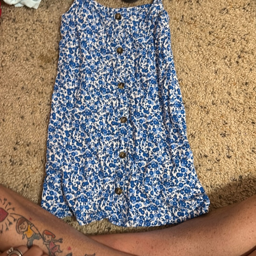 Floral Blue Button-Down Skirt